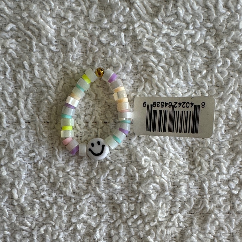 Little Words Project Colorful Beaded Ring with Smiley Charm